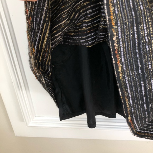 Shoshanna Black Metallic Gold Cocktail Fit Flare Mini Dress 6 Small S - Picture 8 of 13